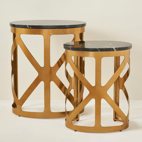 THEBES END TABLE BLACK CHAMPAGNE