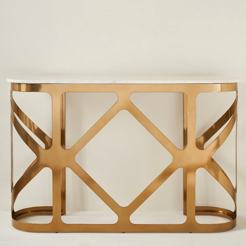 THEBES CONSOLE TABLE WHITE CHAMPAGNE