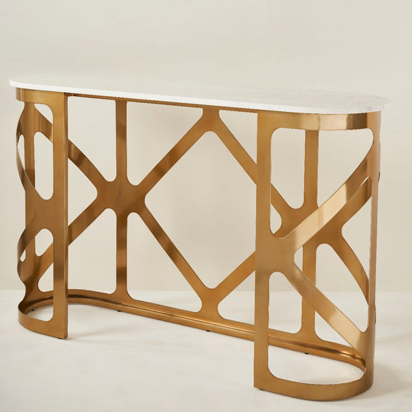 THEBES CONSOLE TABLE WHITE CHAMPAGNE