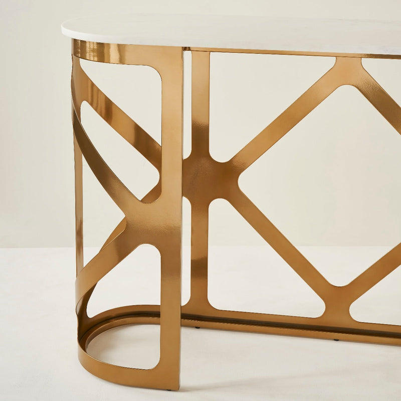 THEBES CONSOLE TABLE WHITE CHAMPAGNE