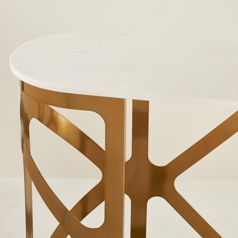 THEBES CONSOLE TABLE WHITE CHAMPAGNE