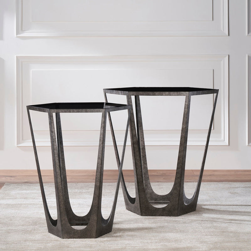 CATALAN END TABLE- SET OF 2 SILVER